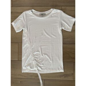 AllSaints Women's White Ryder Lux Ruched  Tee Shirt Top XS Extra Small Luxury